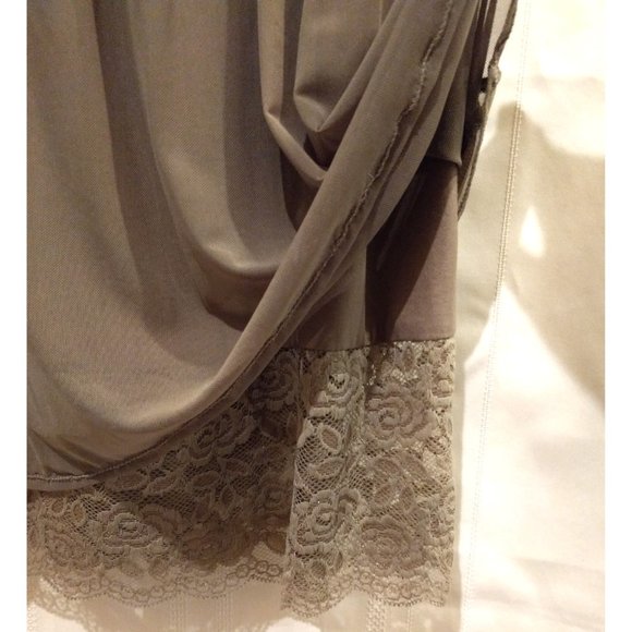 Vintage Peekaboo Lace Floral Beaded Empire Waist Chiffon Dress S Prom Balletcore - Picture 3 of 8